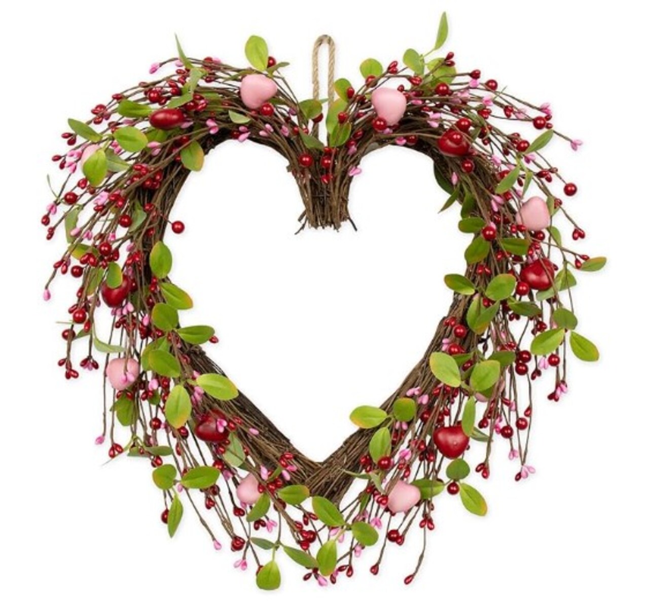 Heart Shaped Wreaths for Front Door with Red Pink Hearts for Anniversary Wedding Dinner Decorations 18 Inch Valentine's Day Wreaths